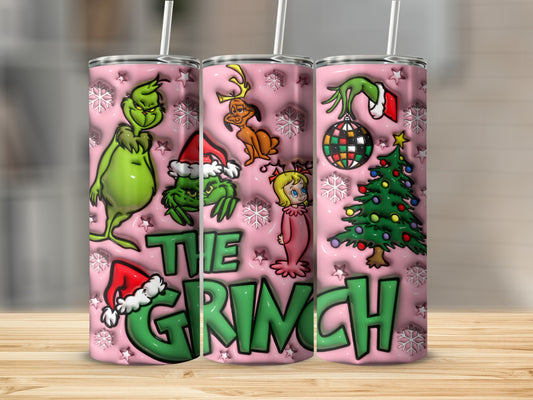 The Grinch Christmas Design Tumbler with Straw Holiday Flask