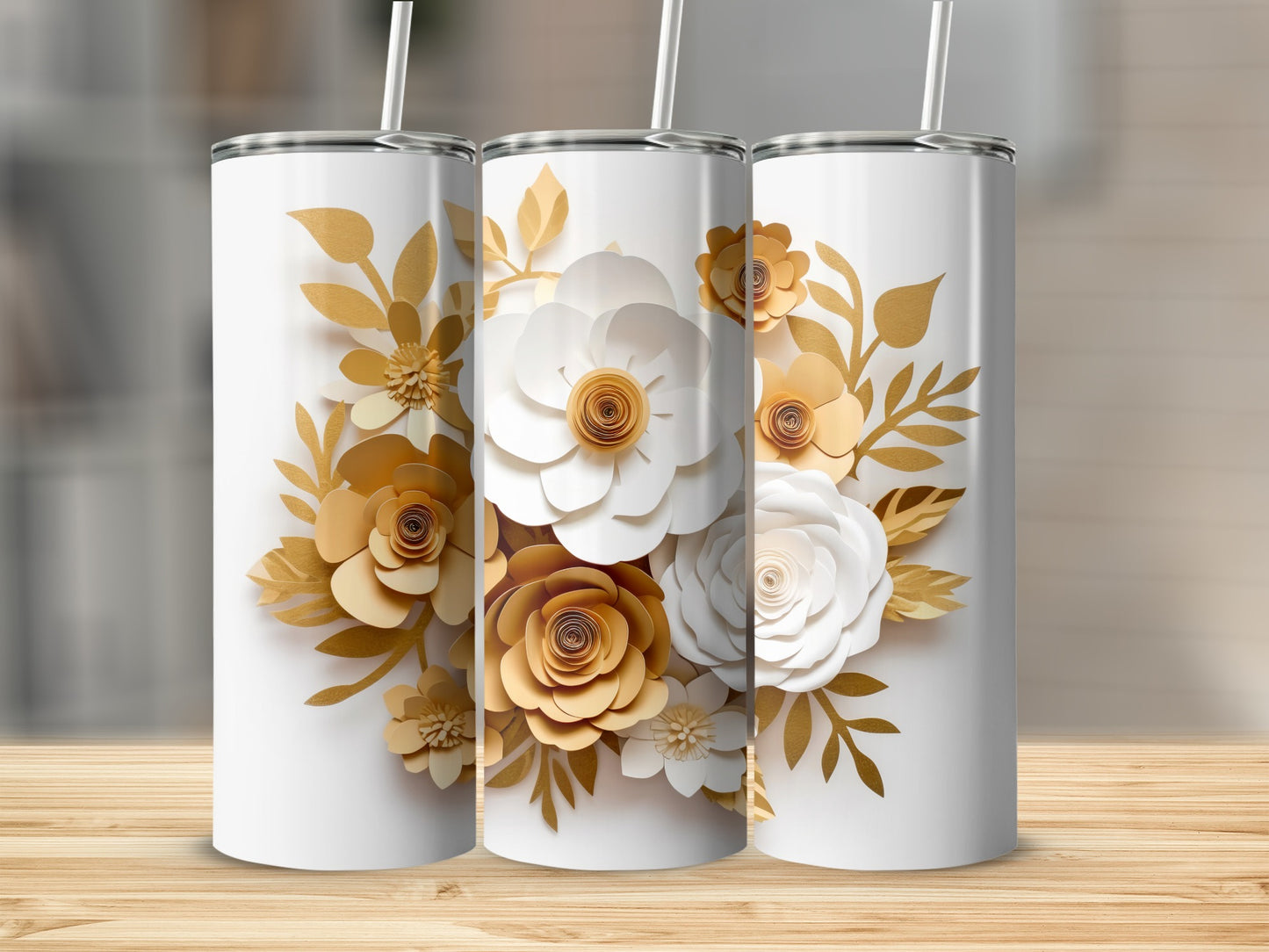 Elegant Floral Design Premium Tumbler Cup Product