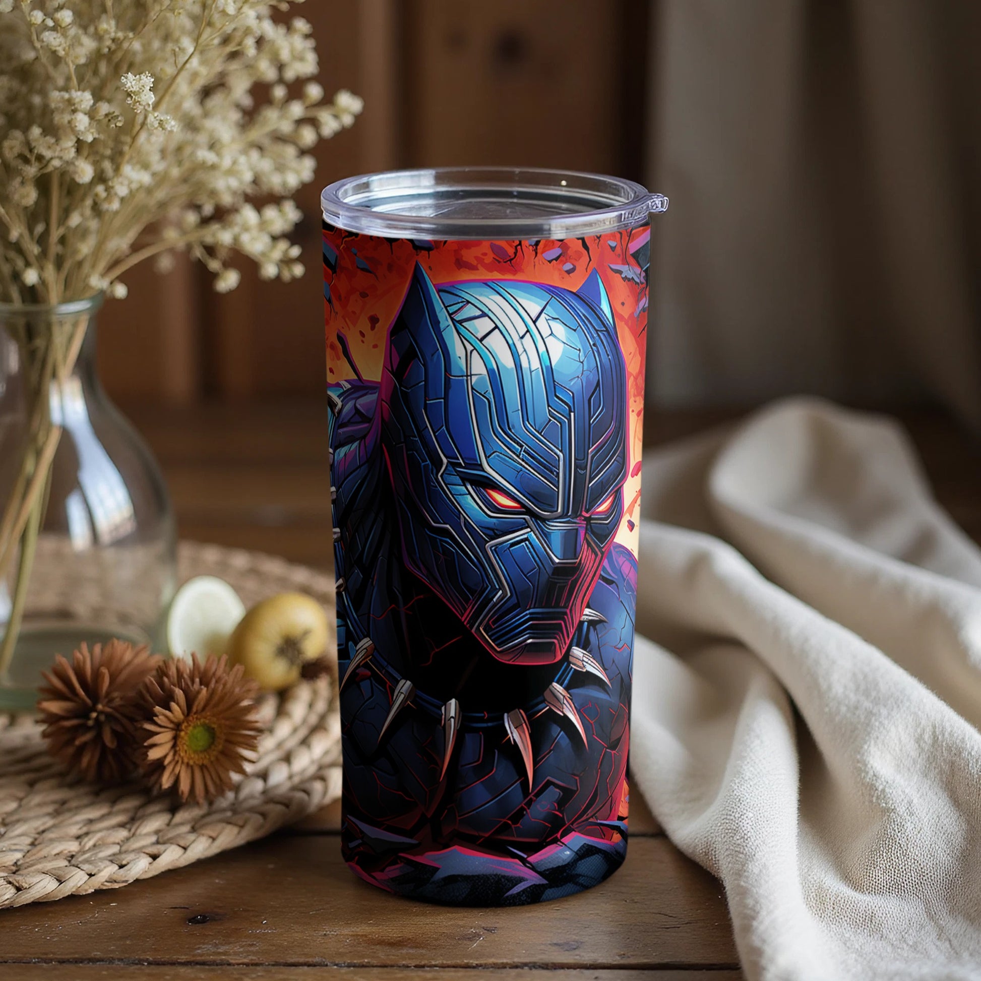 Black Panther Colorful Design Travel Tumbler