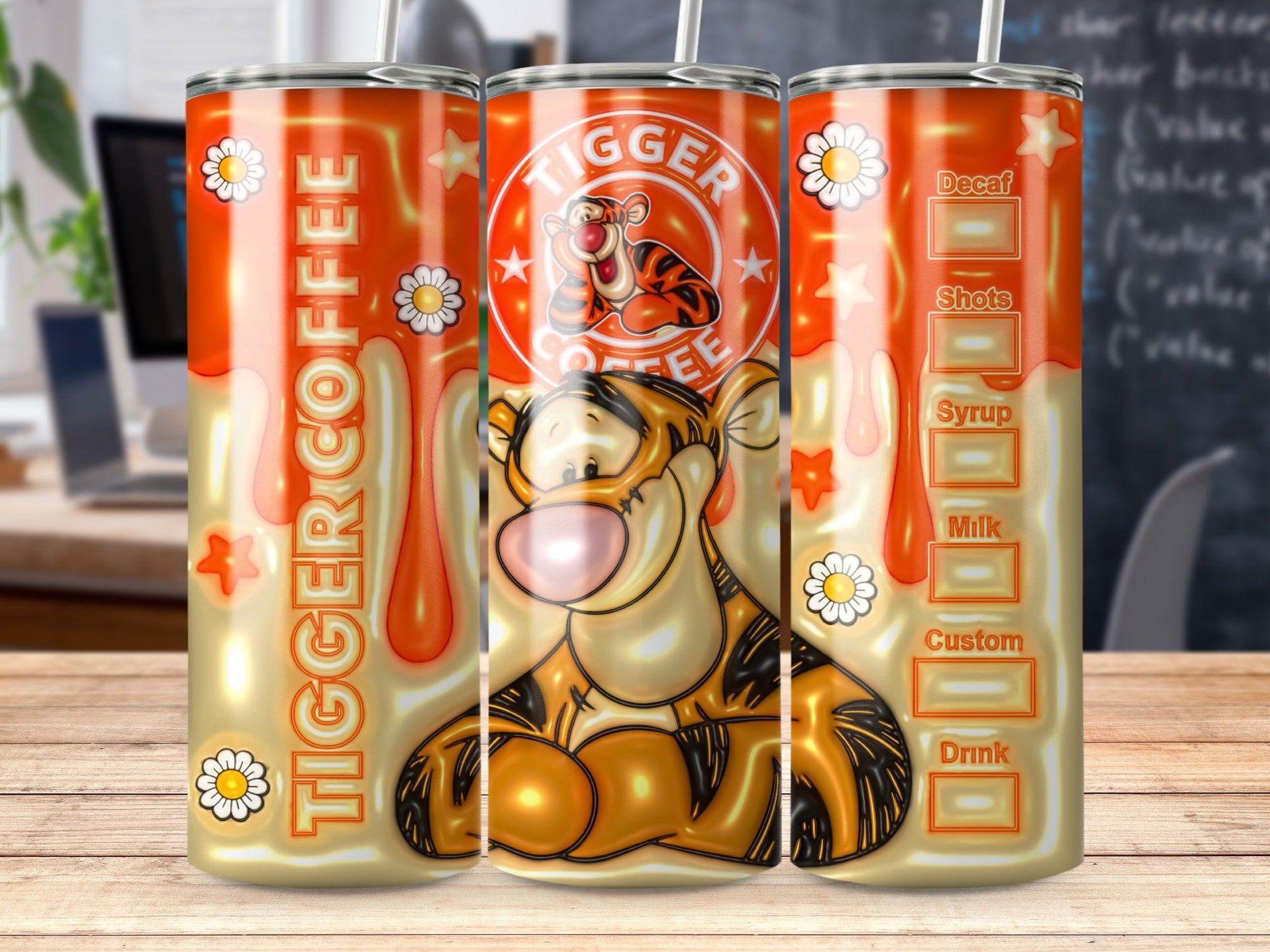 Tigger Coffee Customizable Tumbler with Straw
