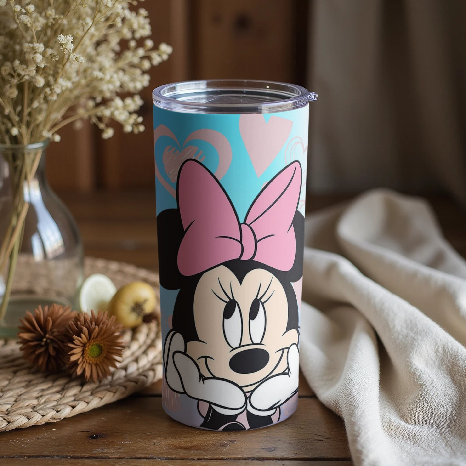 Minnie Mouse Blue Heart Design Tumbler