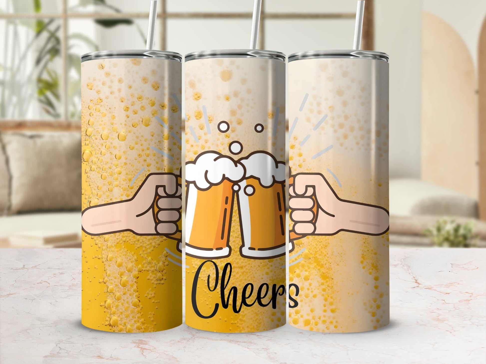 Cheers Design Insulated Tumbler Drinkware Cup Travel Mug