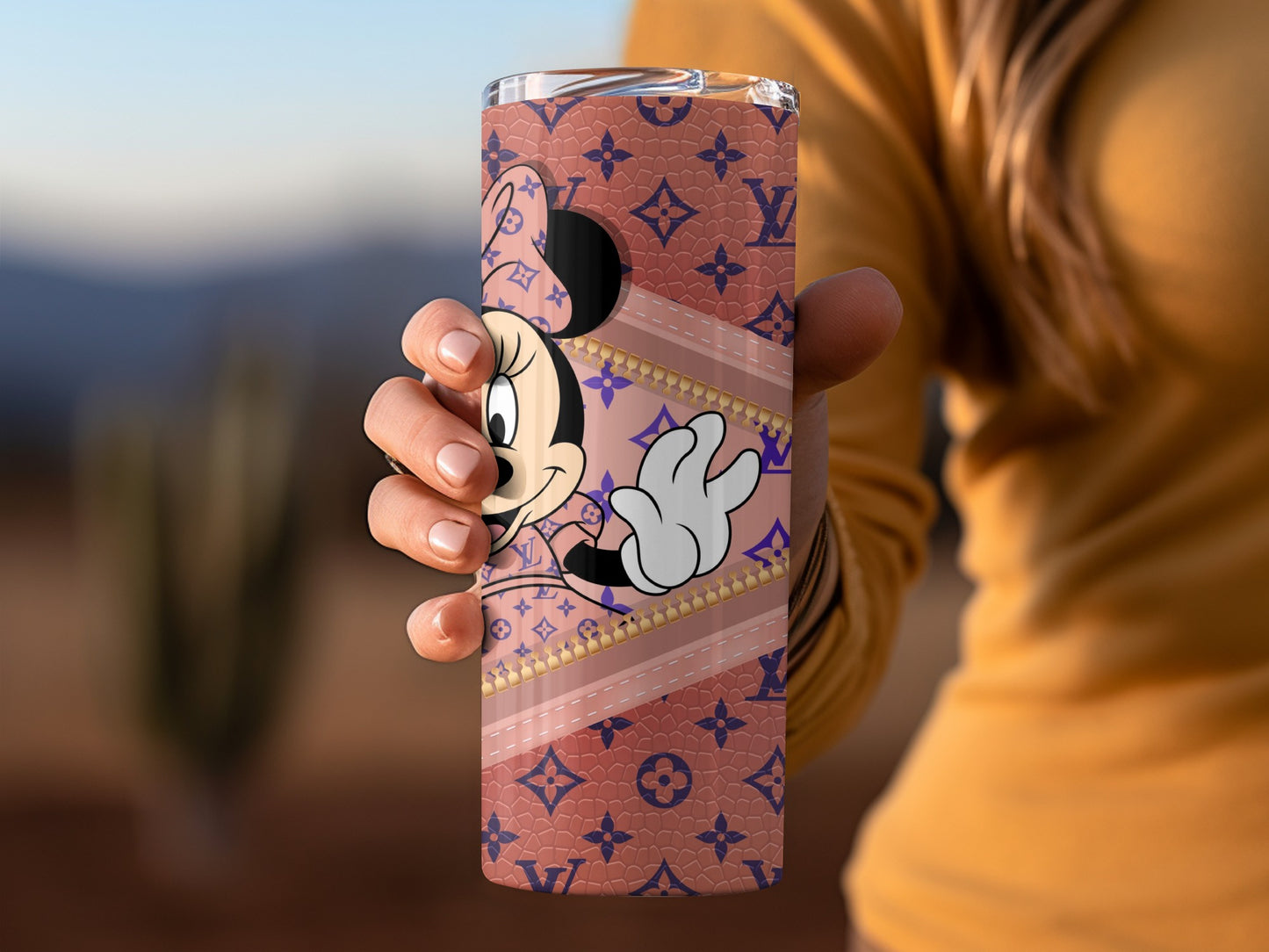 Minnie Mouse Designer Pattern Pink Tumbler Cup