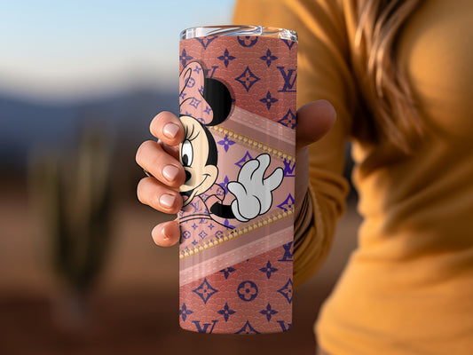 Minnie Mouse Designer Pattern Pink Tumbler Cup