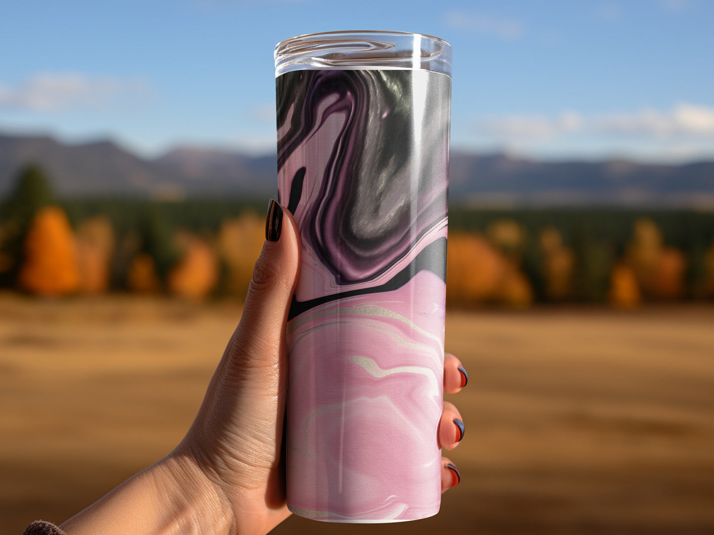 Pink Black Swirls Abstract Painting Effect Pattern Tumblers