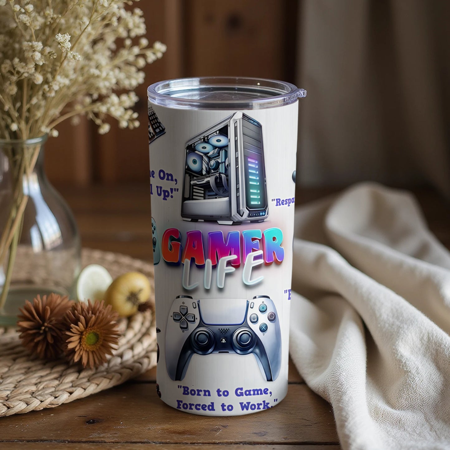 Gamer Life Insulated Travel Tumbler for Gaming Enthusiasts