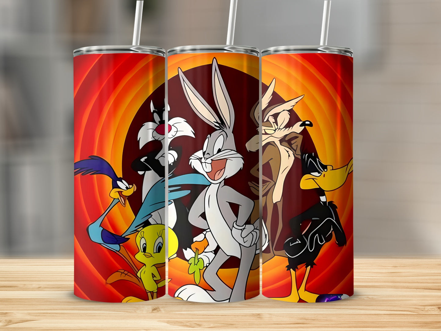 Colorful Cartoon Character Tumbler with Straw Design