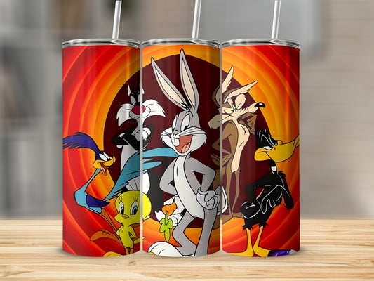 Colorful Cartoon Character Tumbler with Straw Design