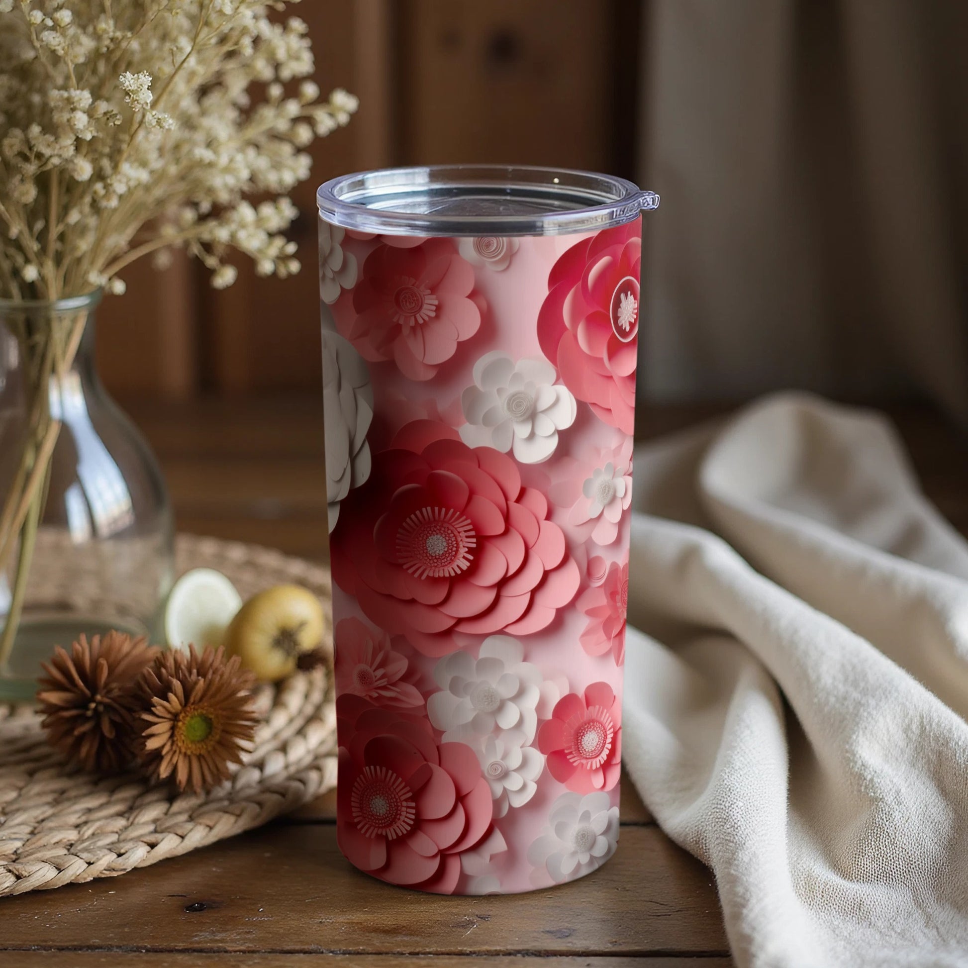 Floral Design Insulated Tumbler for Hot and Cold Drinks