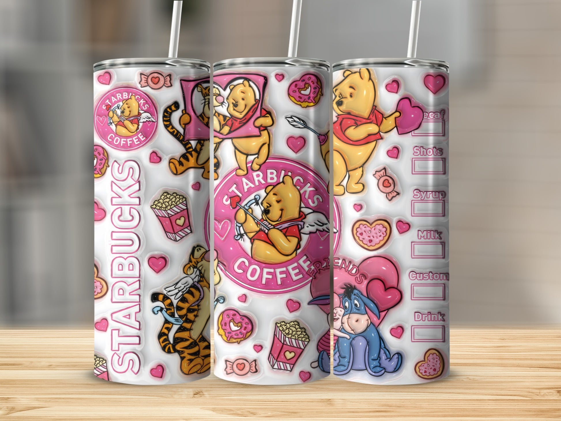 Cute Cartoon Characters Starbucks Coffee Drink Tumbler