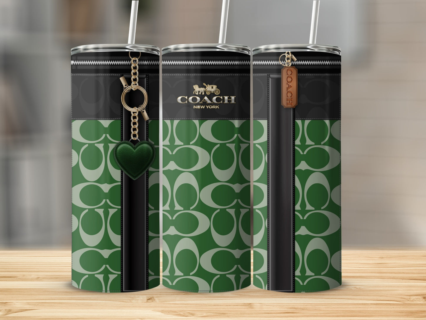 Stylish Coach New York Green Pattern Tumbler Cup