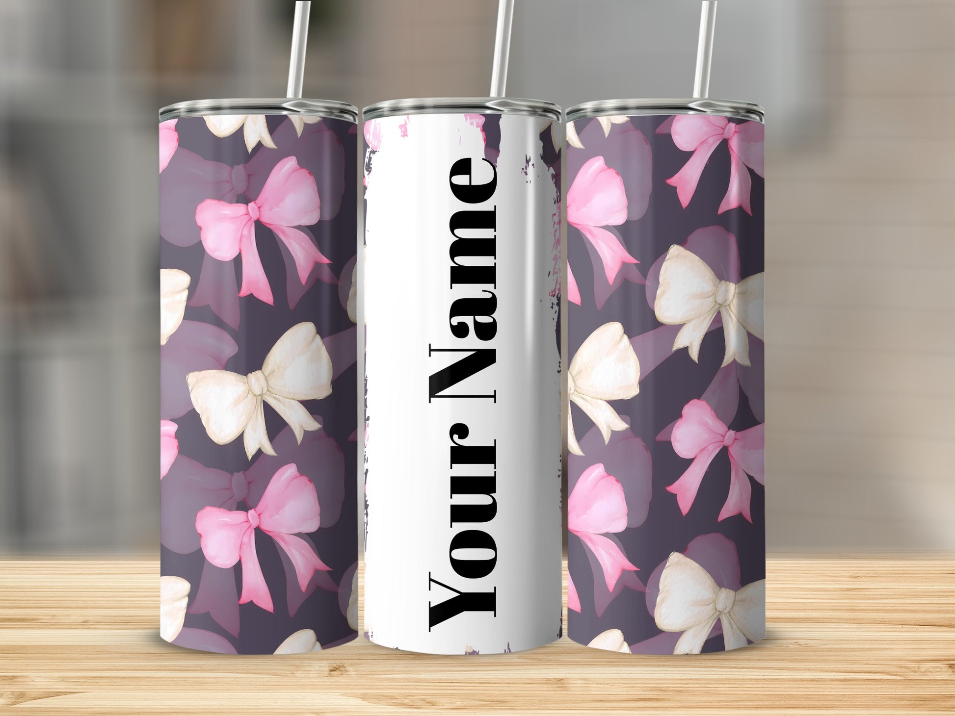 Personalized Your Name Pink Bow Design Tumbler