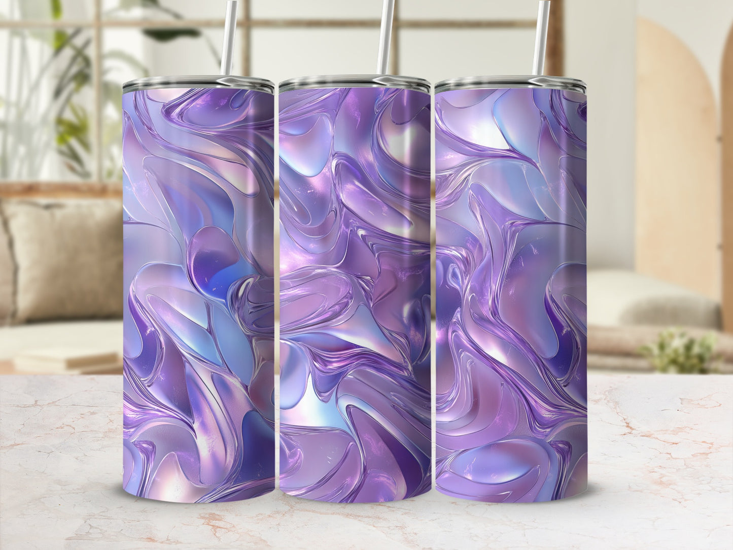 Iridescent Abstract Flowing Shapes Design Pattern Tumblers