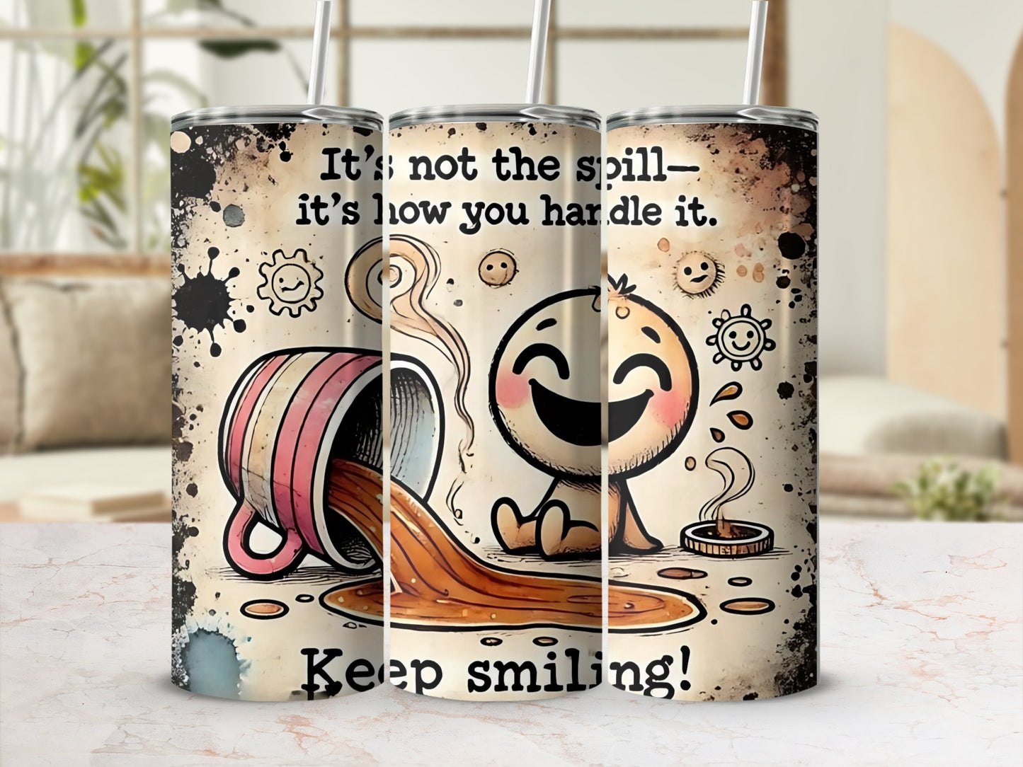 Keep Smiling Motivational Quote Beverage Tumbler