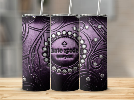 Inspired By Fabulous Kate Spade New York Embellished Purple Pattern Tumblers