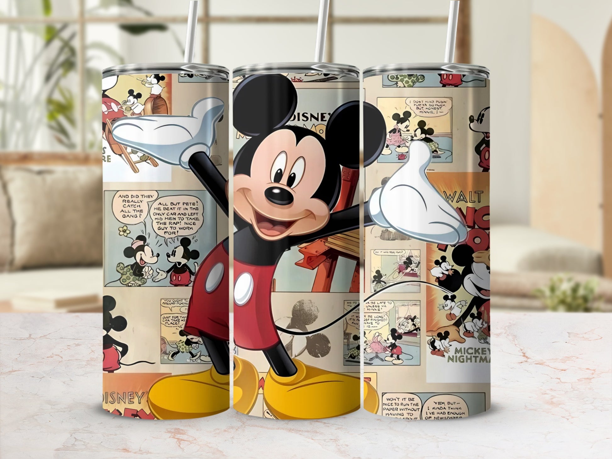 Mickey Mouse Vintage Comic Print Tumbler Cup