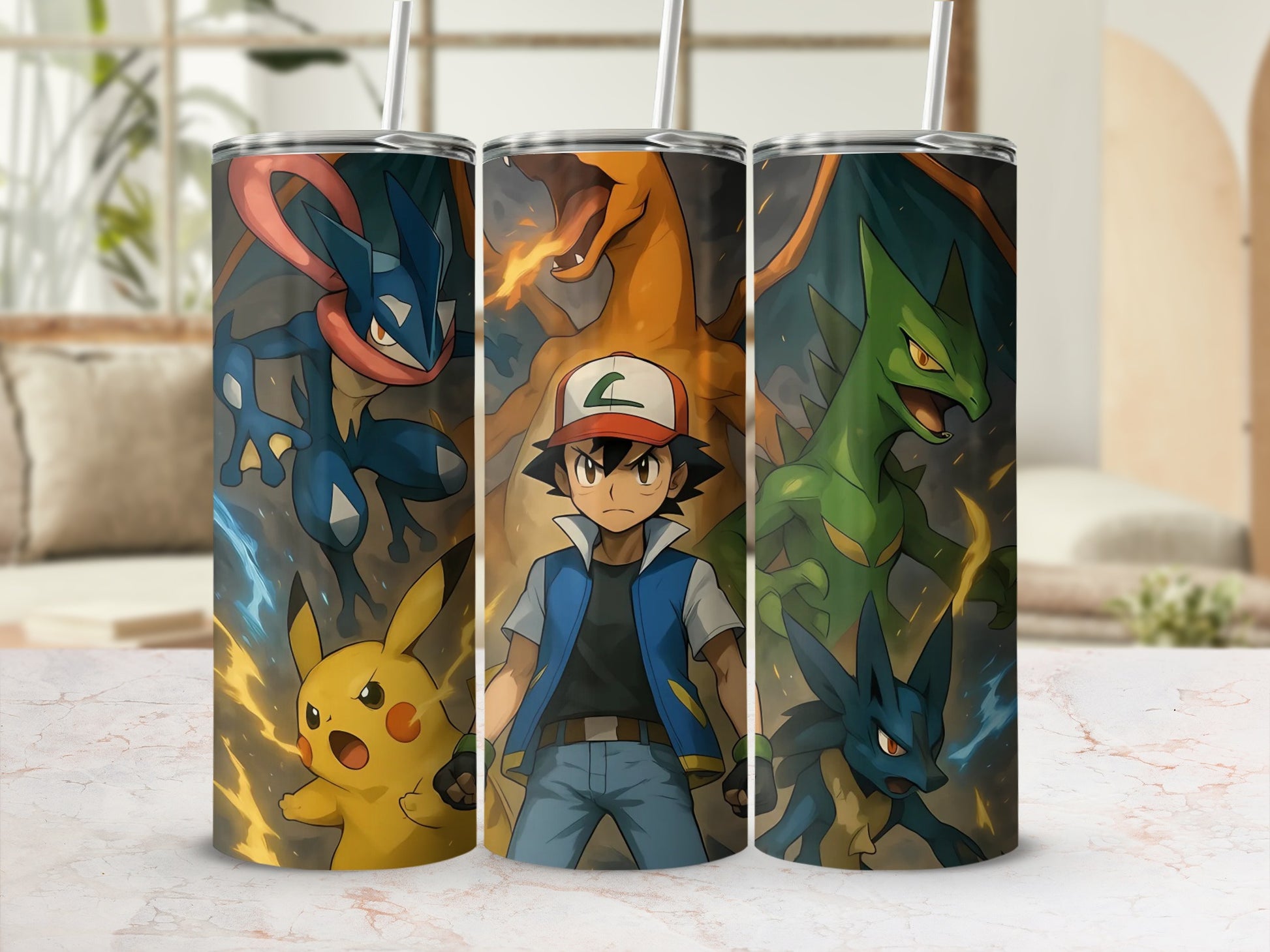 Anime Character Design with Creatures Tumbler Cup