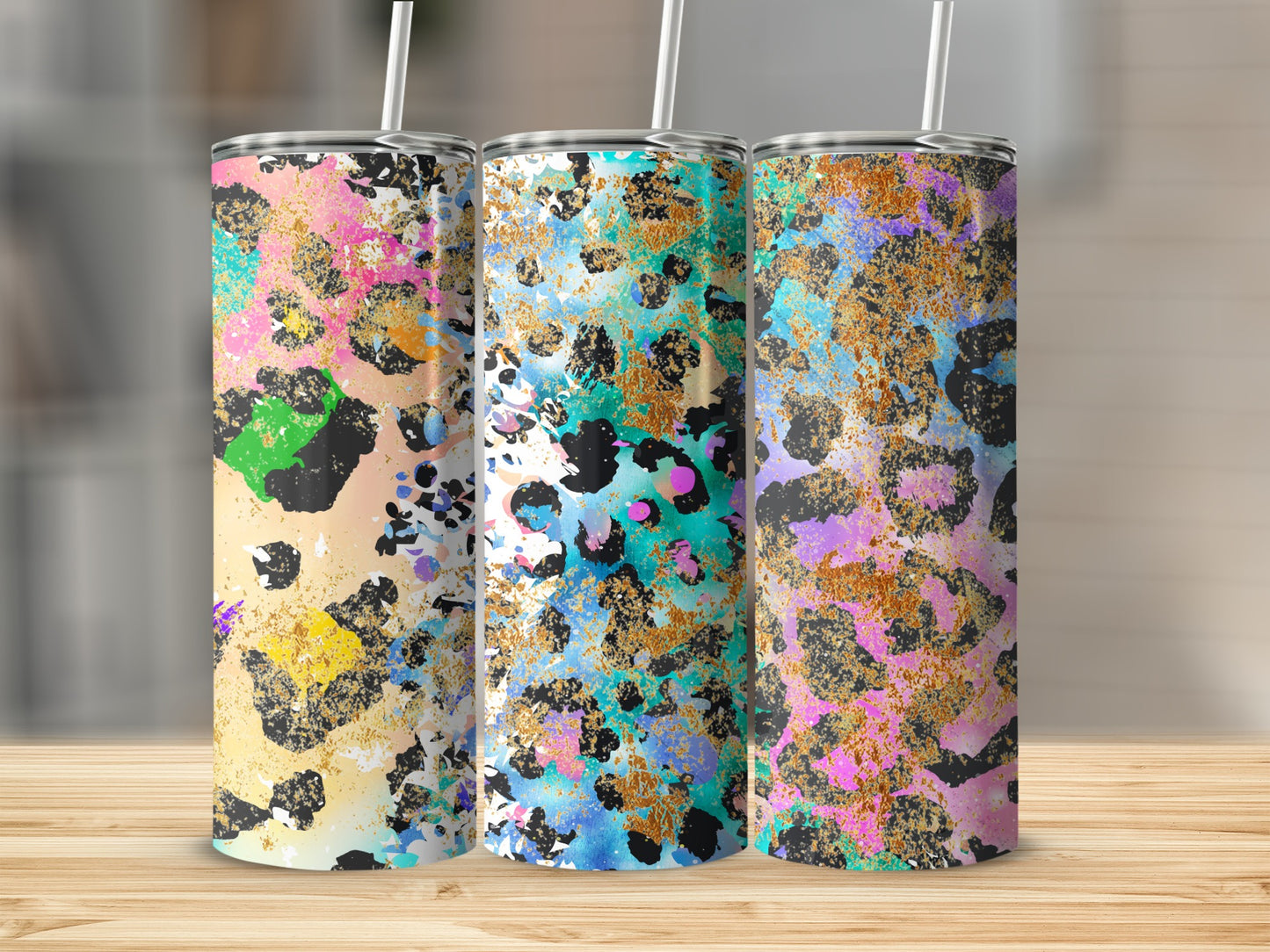 Colorful Abstract Leopard Print Tumbler Cup Product