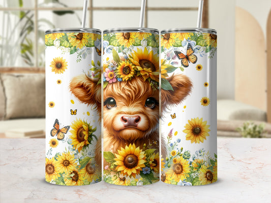 Baby Highland Cow Sunflower Butterflies Tumbler product type
