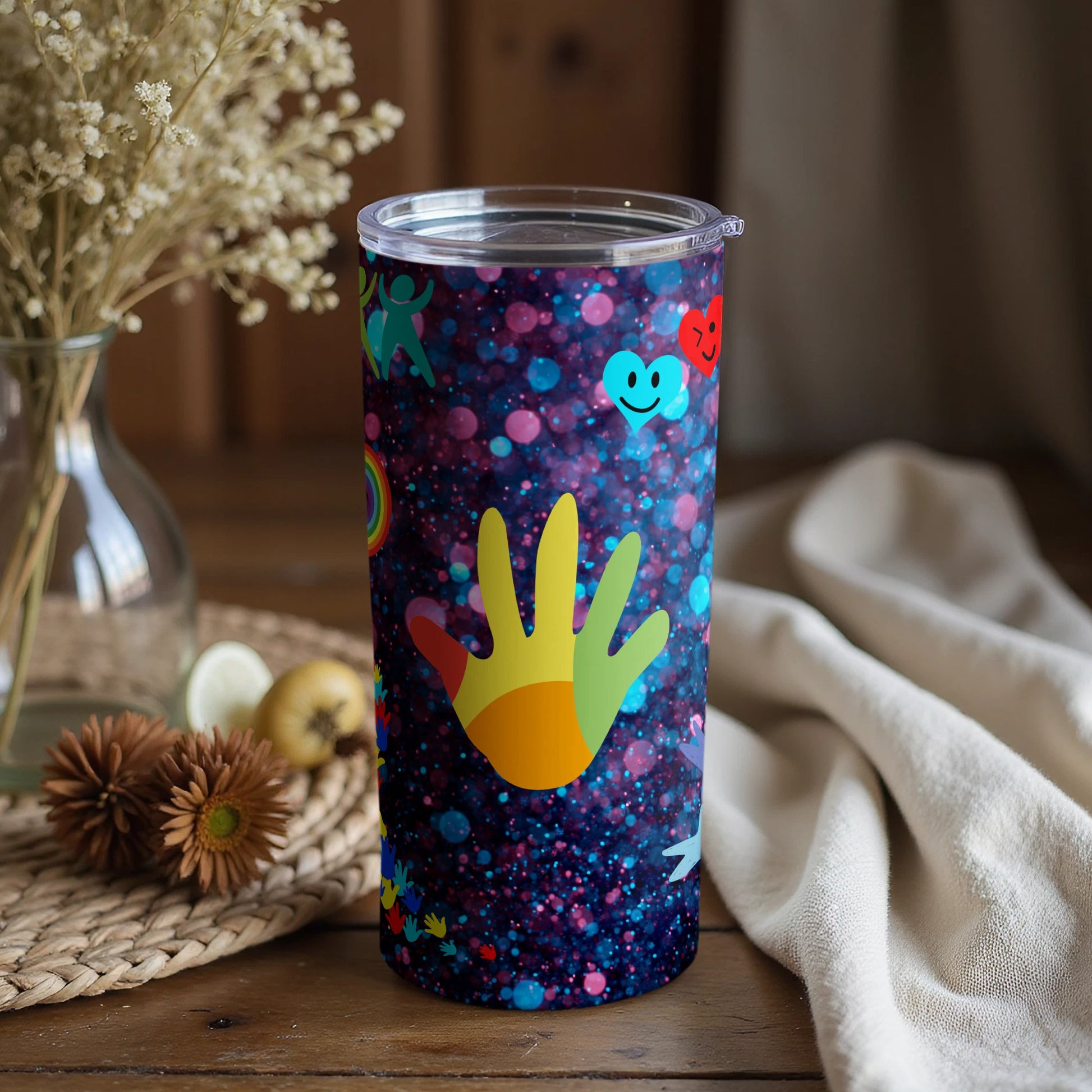 Colorful Handprint Design Insulated Tumbler Product