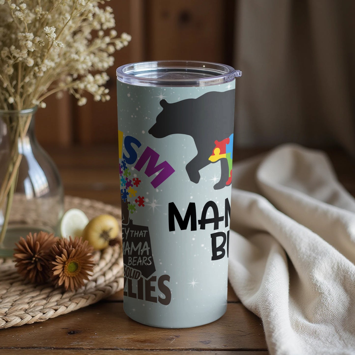 Mama Bear Autism Awareness Tumbler Cup