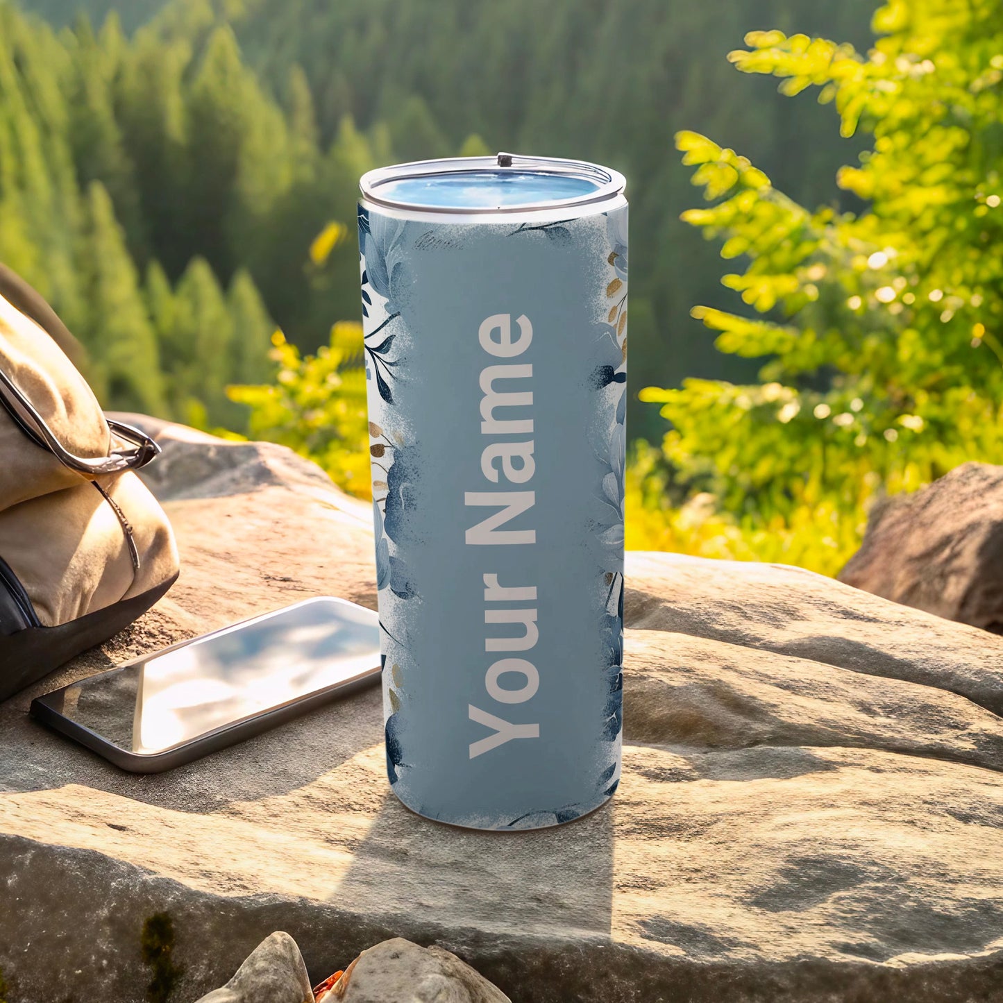Customizable Floral Insulated Tumbler with Name