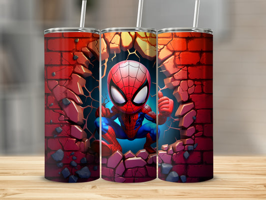 Spiderman Shattering Wall Design Tumbler Product