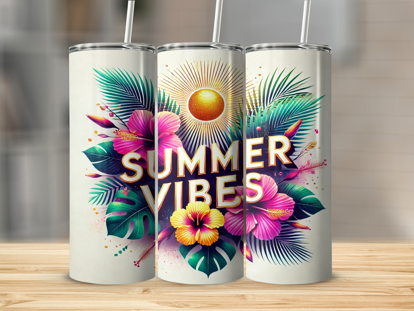 Summer Vibes Tropical Design Insulated Tumbler