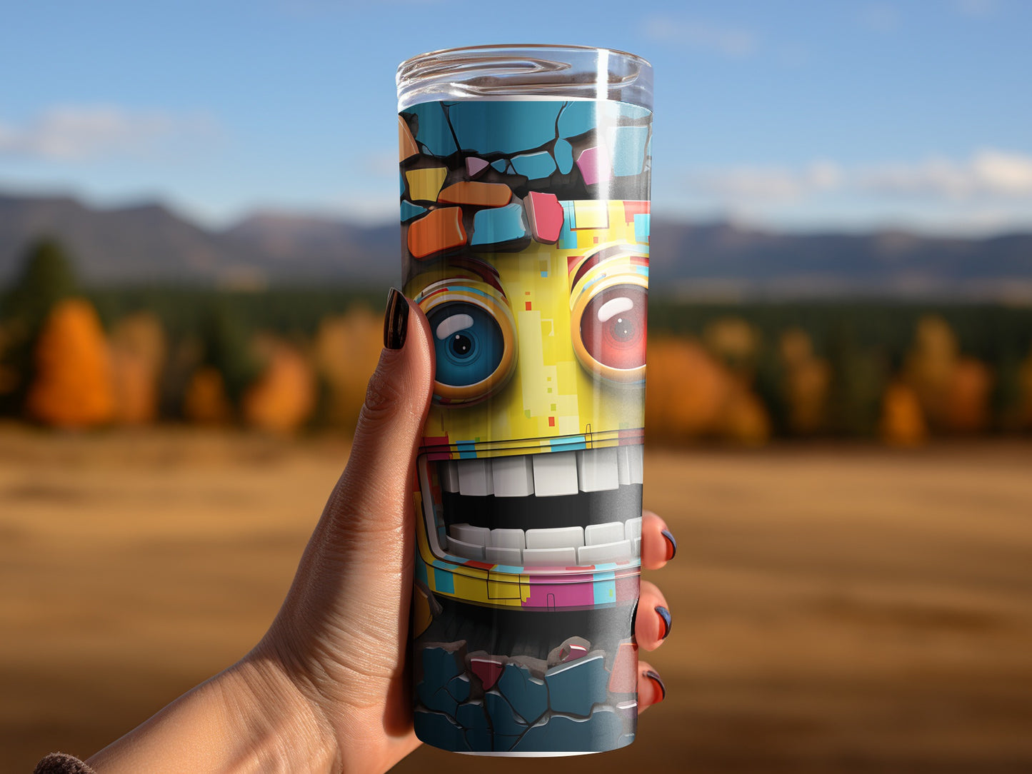 Quirky Colorful Robot Art Design Insulated Tumbler