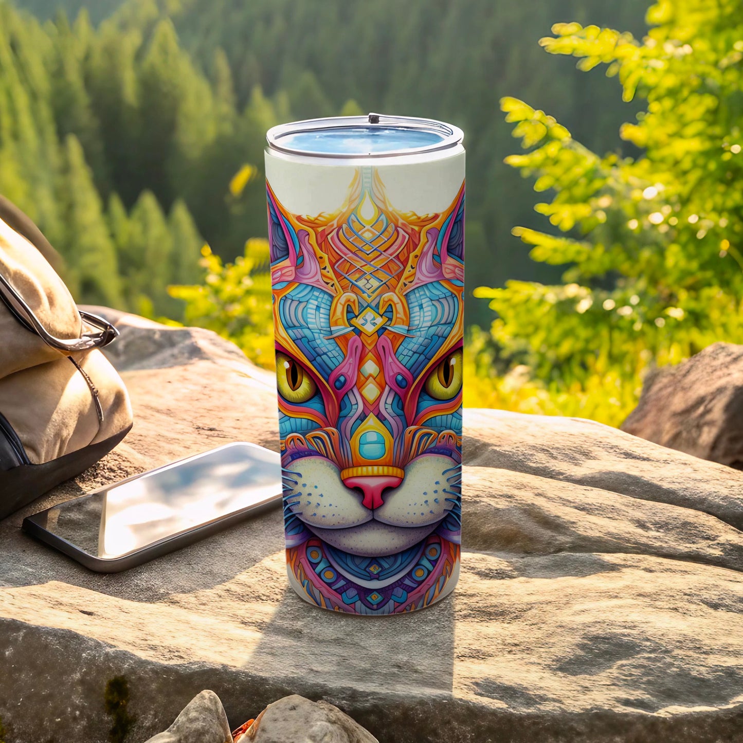 Psychedelic Cat Design Vibrant Feline Travel Tumbler product type
Cat, Feline, Psychedelic, Vibrant, Colorful, Intricate, Artistic, Design, Animal Art, Tumbler, Travel Cup, Unique Gift, Mystical Cat, Eye Design, Patterned, Whimsical, Spirit Animal, Boho Style, Fantasy Art, Drinkware