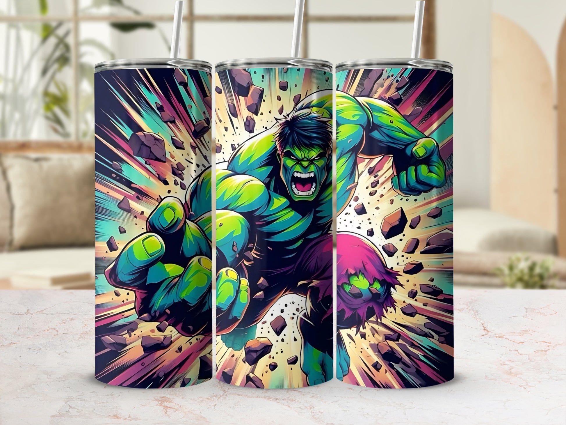 Colorful Superhero Art Stainless Steel Tumbler