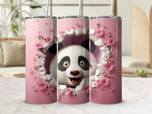 Adorable happy panda bursting wall pink sakura flowers product type
