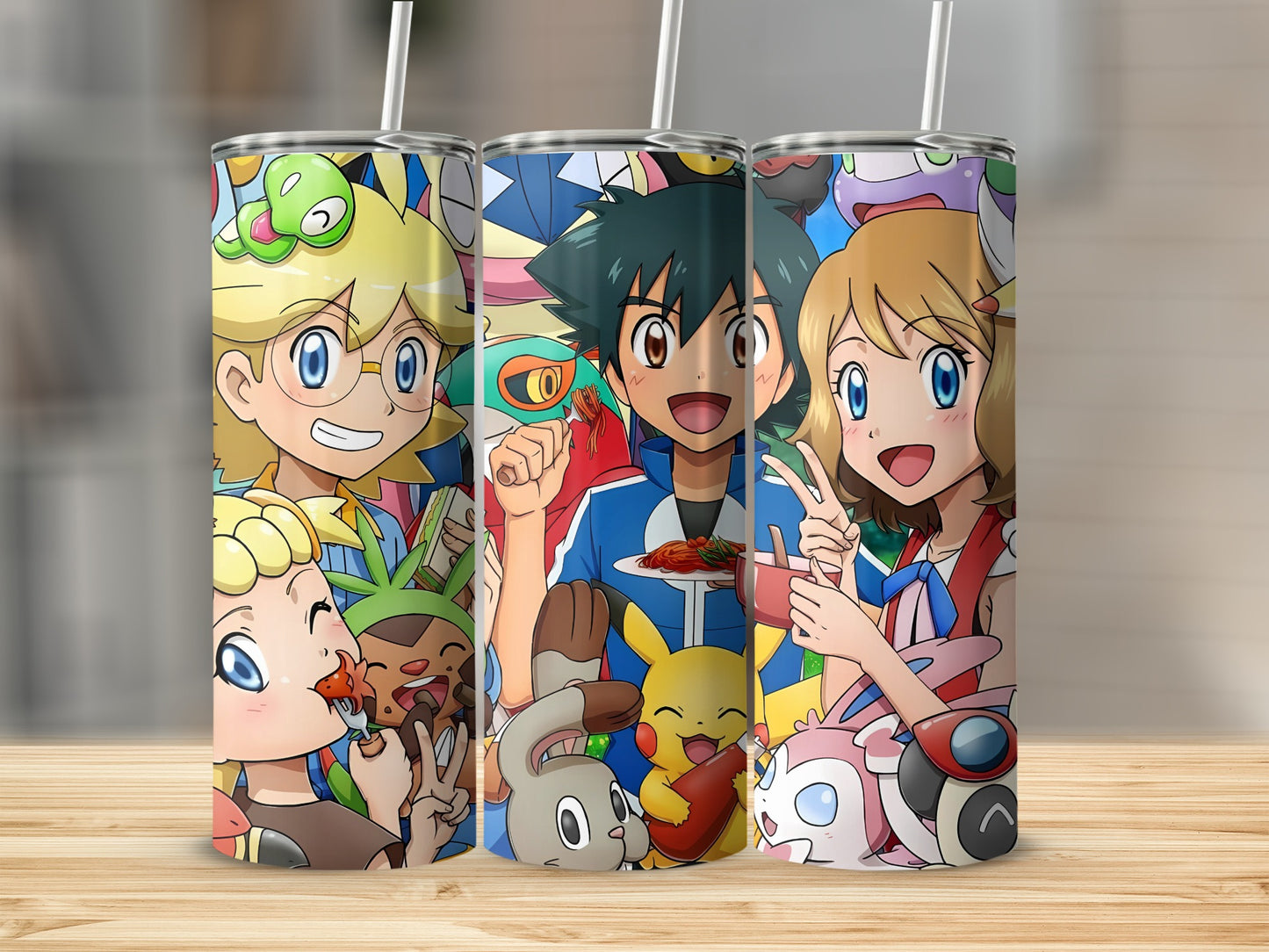 Colorful Anime Character Printed Tumbler With Straw