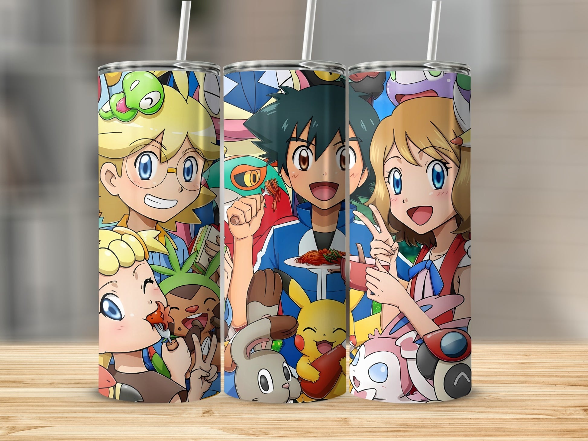 Colorful Anime Character Printed Tumbler With Straw