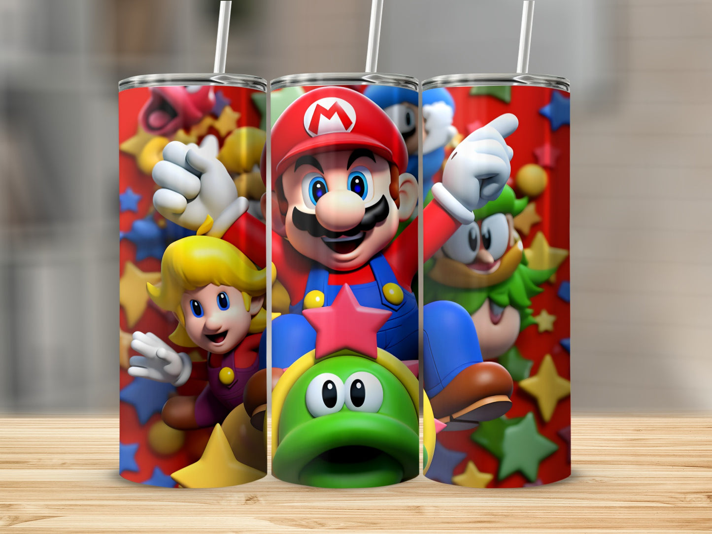 Colorful Cartoon Characters on Themed Tumbler Cup