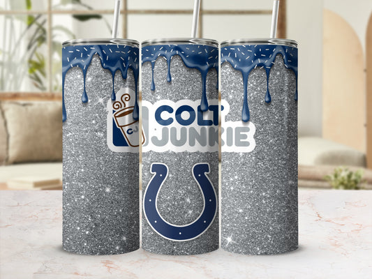 Colt Junkie Glitter Drip Design Tumbler 20oz