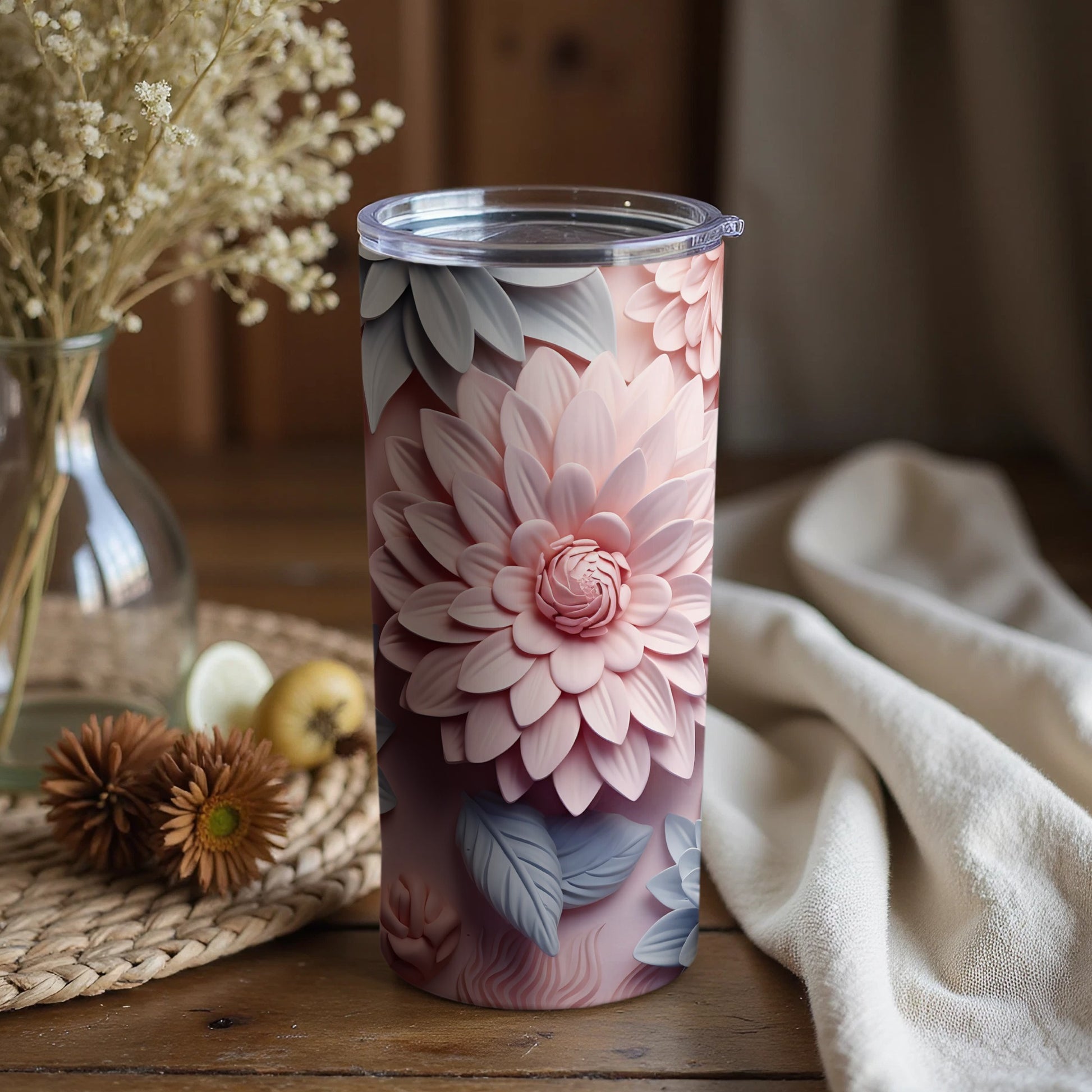 Elegant Floral Design Tumbler for Stylish Hydration