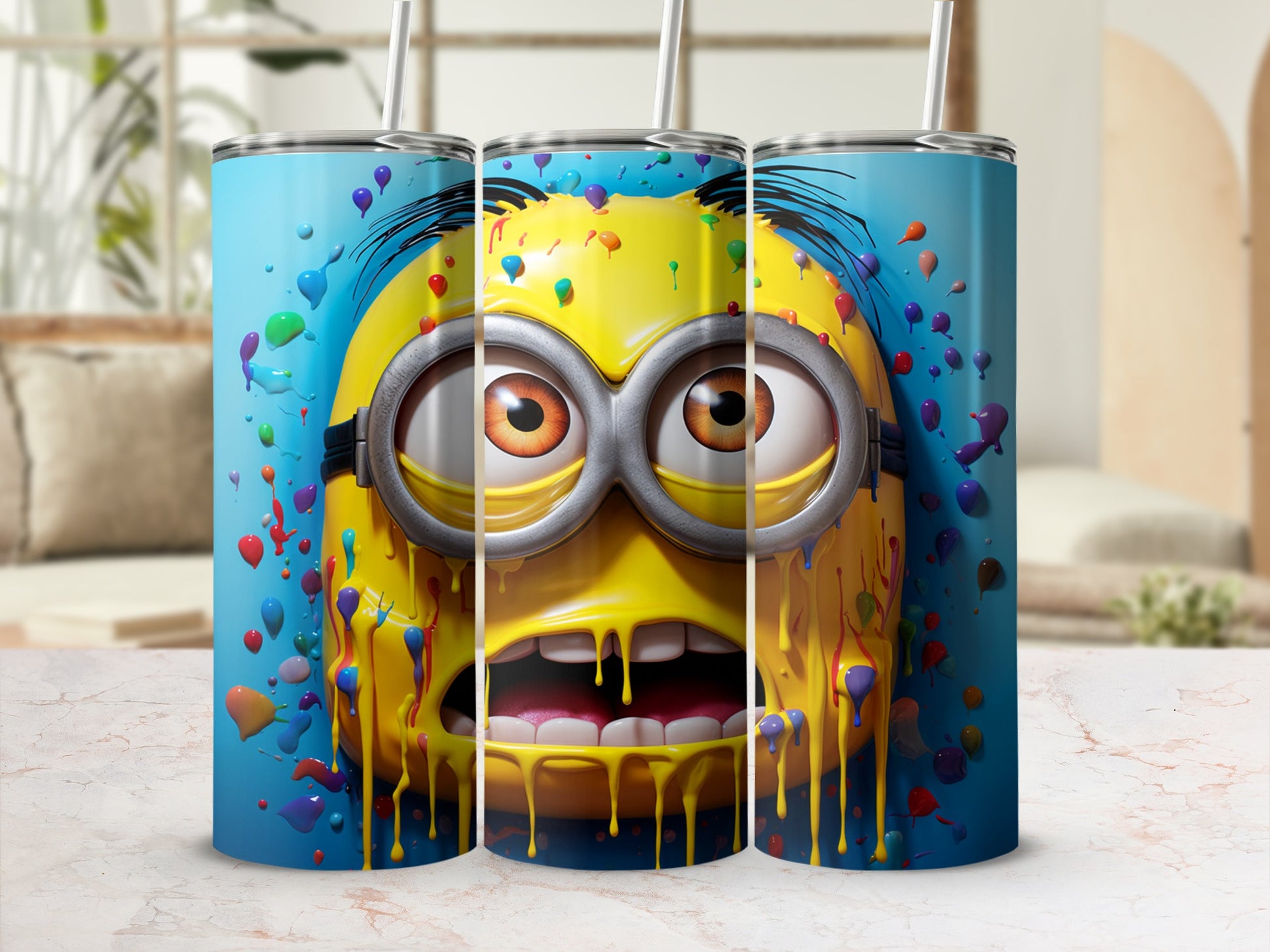 Colorful Cartoon Splatter Art Tumbler Product