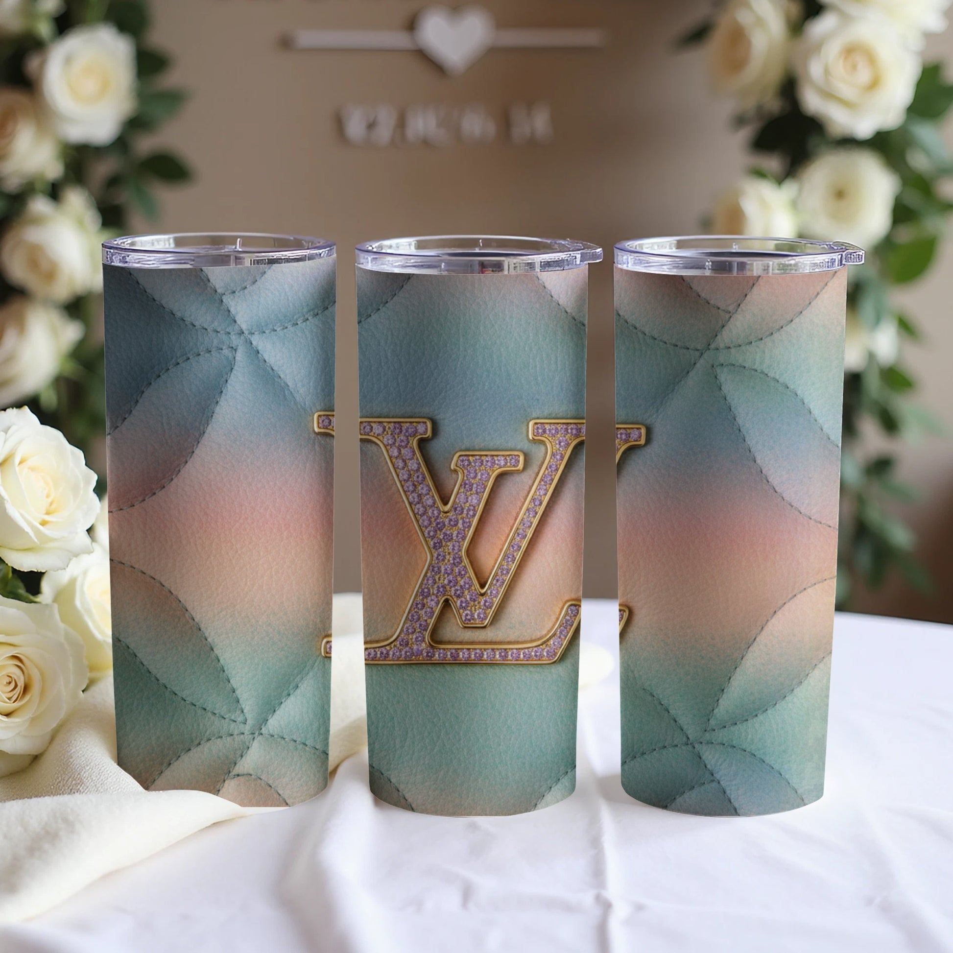 Luxury Monogram Gradient Design Tumbler Cup