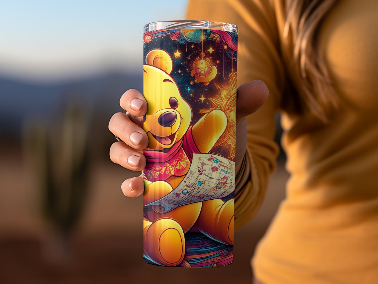 Winnie the Pooh With Map Planets and Stars Tumblers