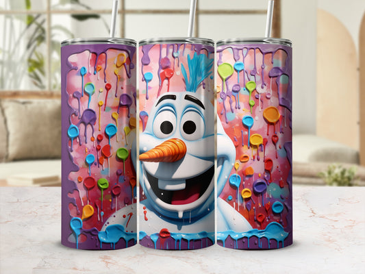 Colorful Cartoon Snowman Pattern Tumbler Cup