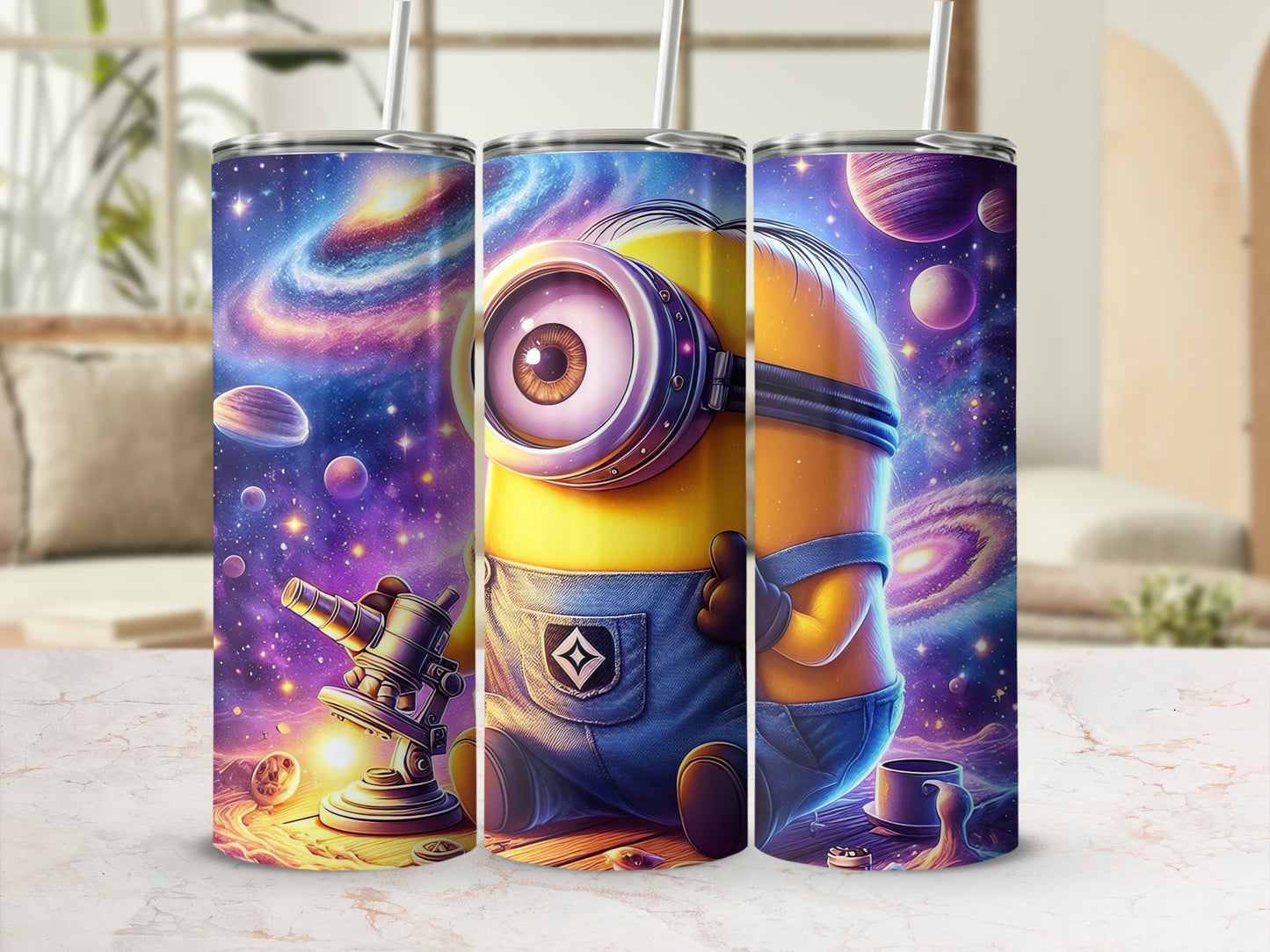 Galaxy Themed Tumbler with Adorable Cartoon Design