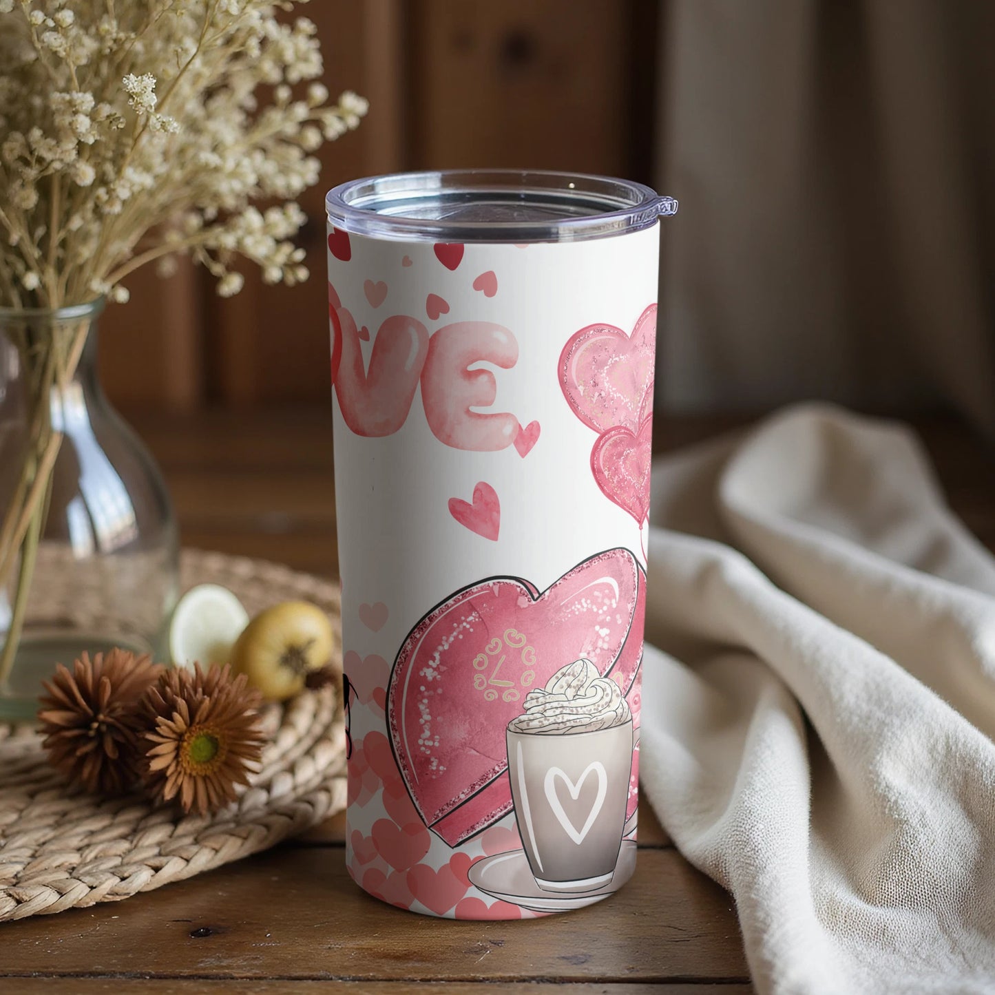 Love Heart and Latte Art Design Tumbler Product