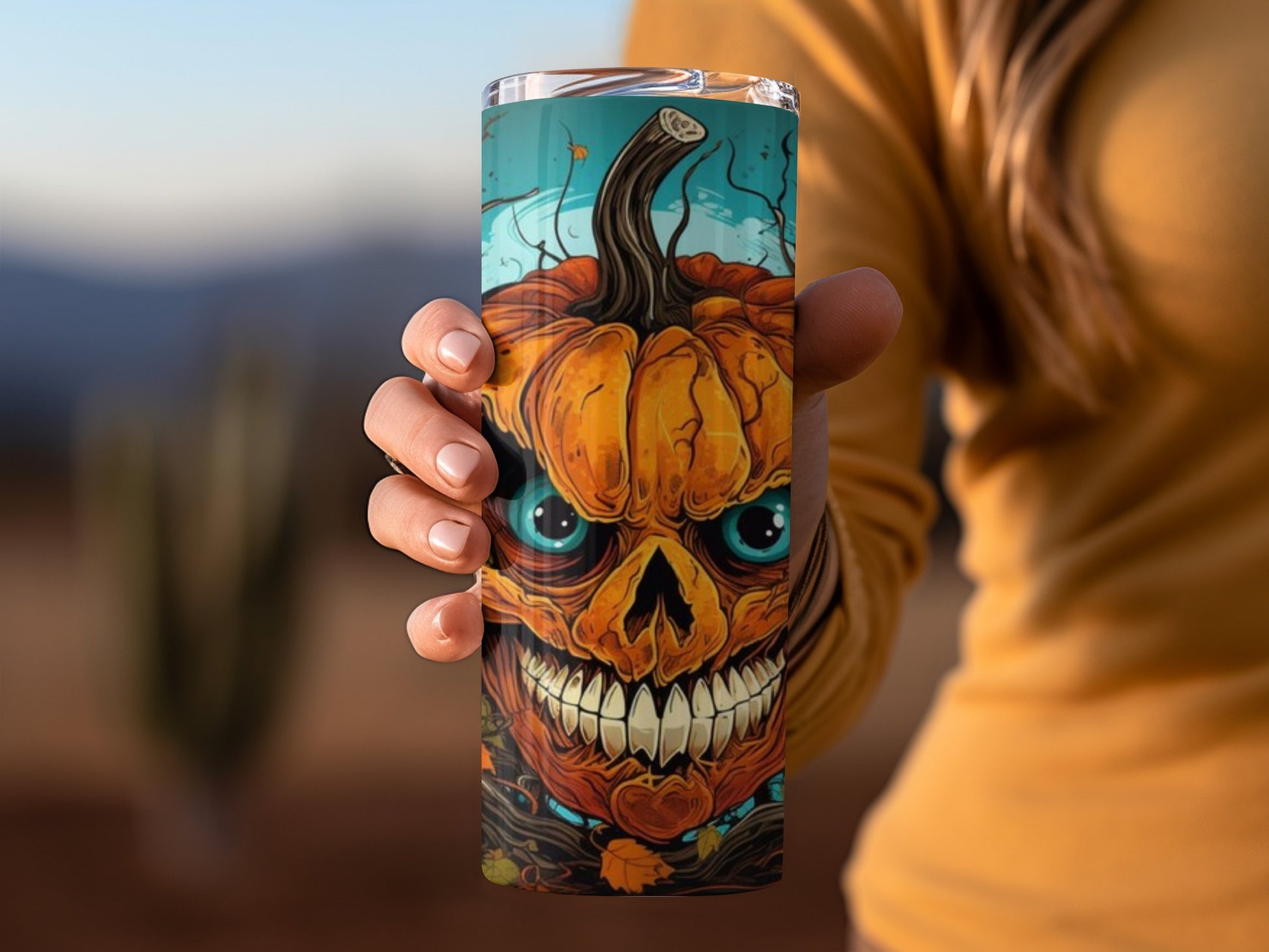 Spooky Pumpkin Skull Halloween Design Insulated Tumbler