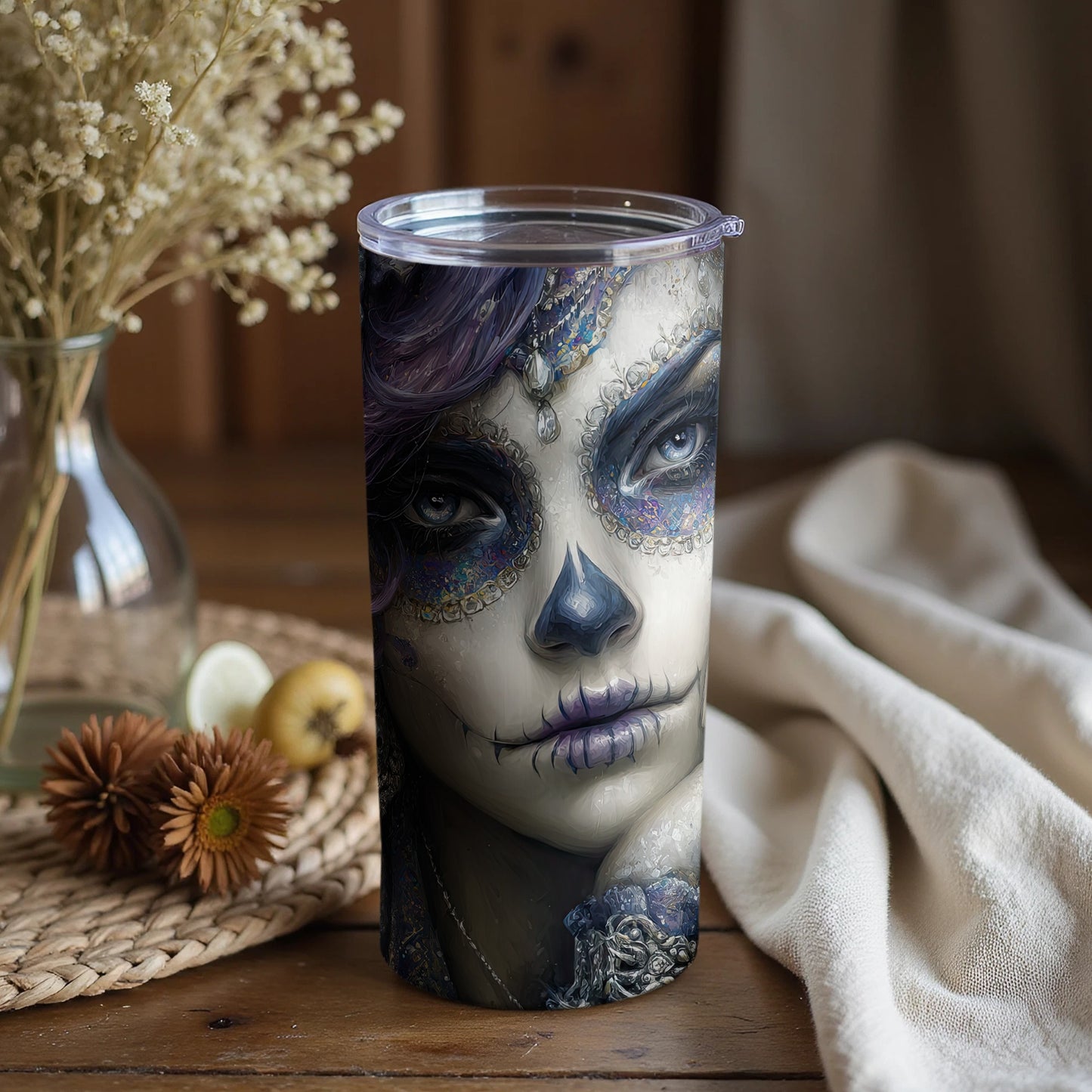 Enchanting Intricate Sugar Skull Art Tumbler