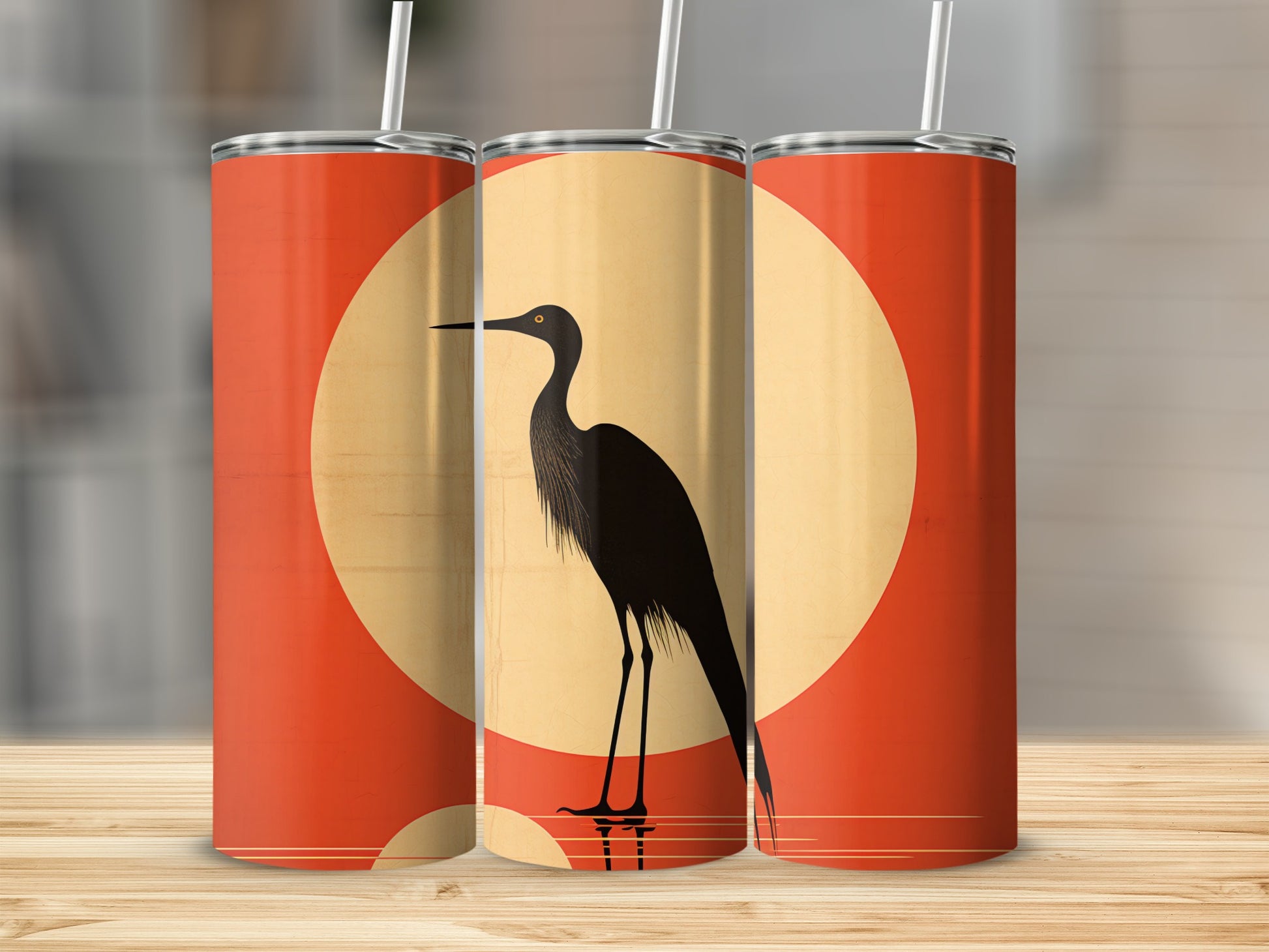 Black Crane Red Yellow Sunset Bird Art Design product type