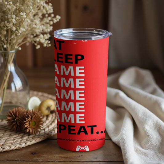 Eat Sleep Game Repeat Red Tumbler