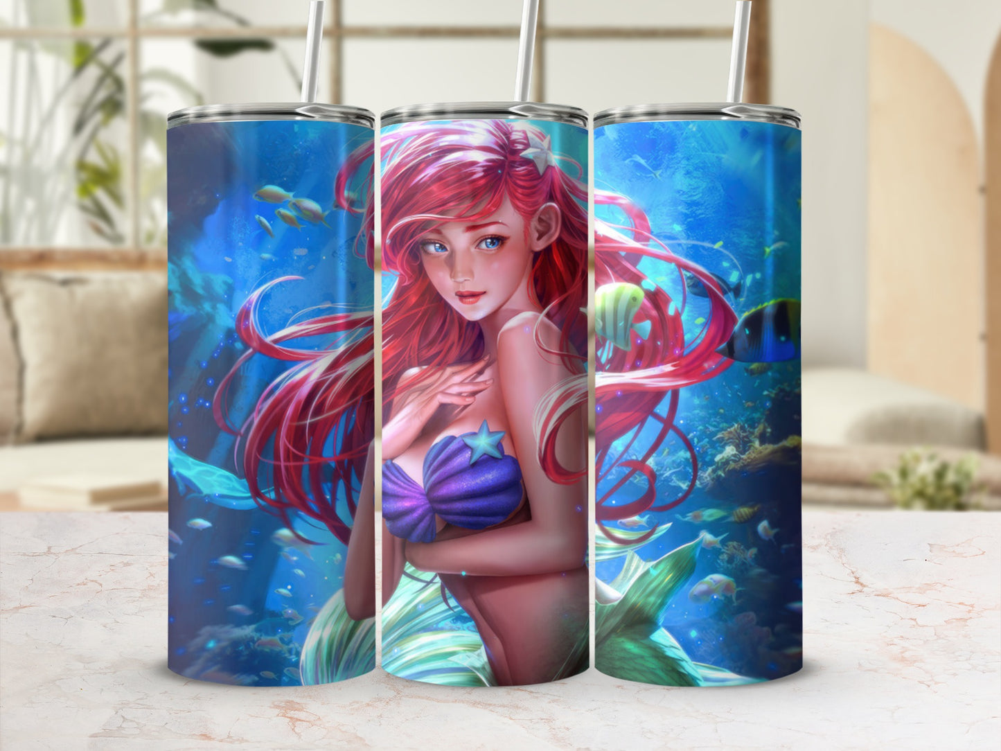 Mermaid Princess Ocean Scene Insulated Tumbler Cup