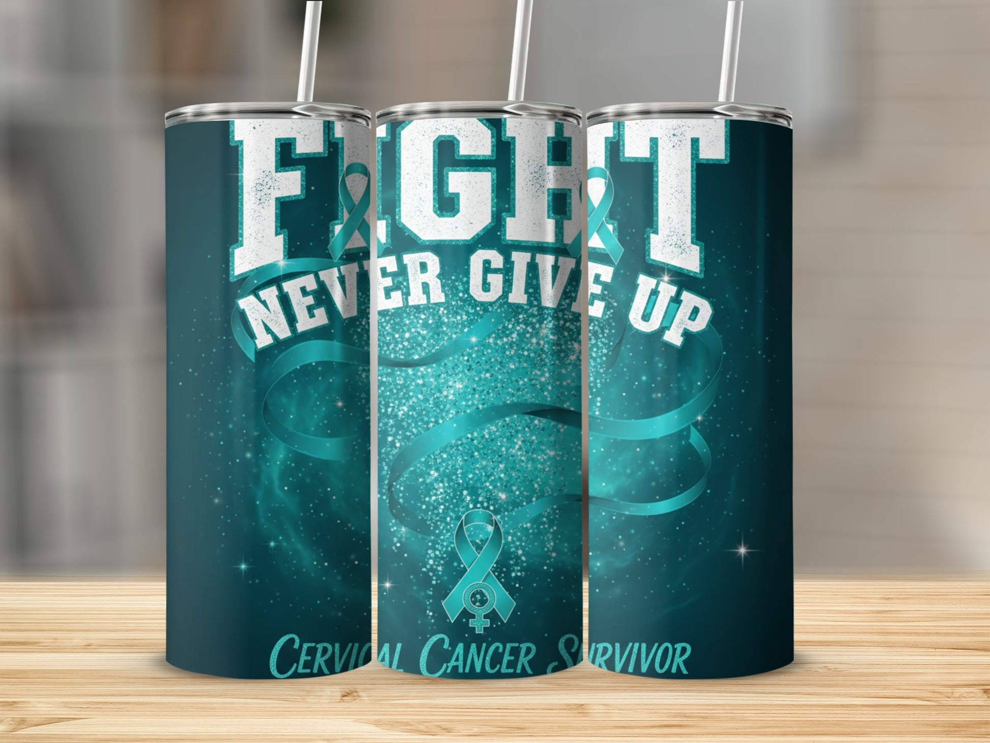 Fight Never Give Up Cervical Cancer Survivor Tumbler