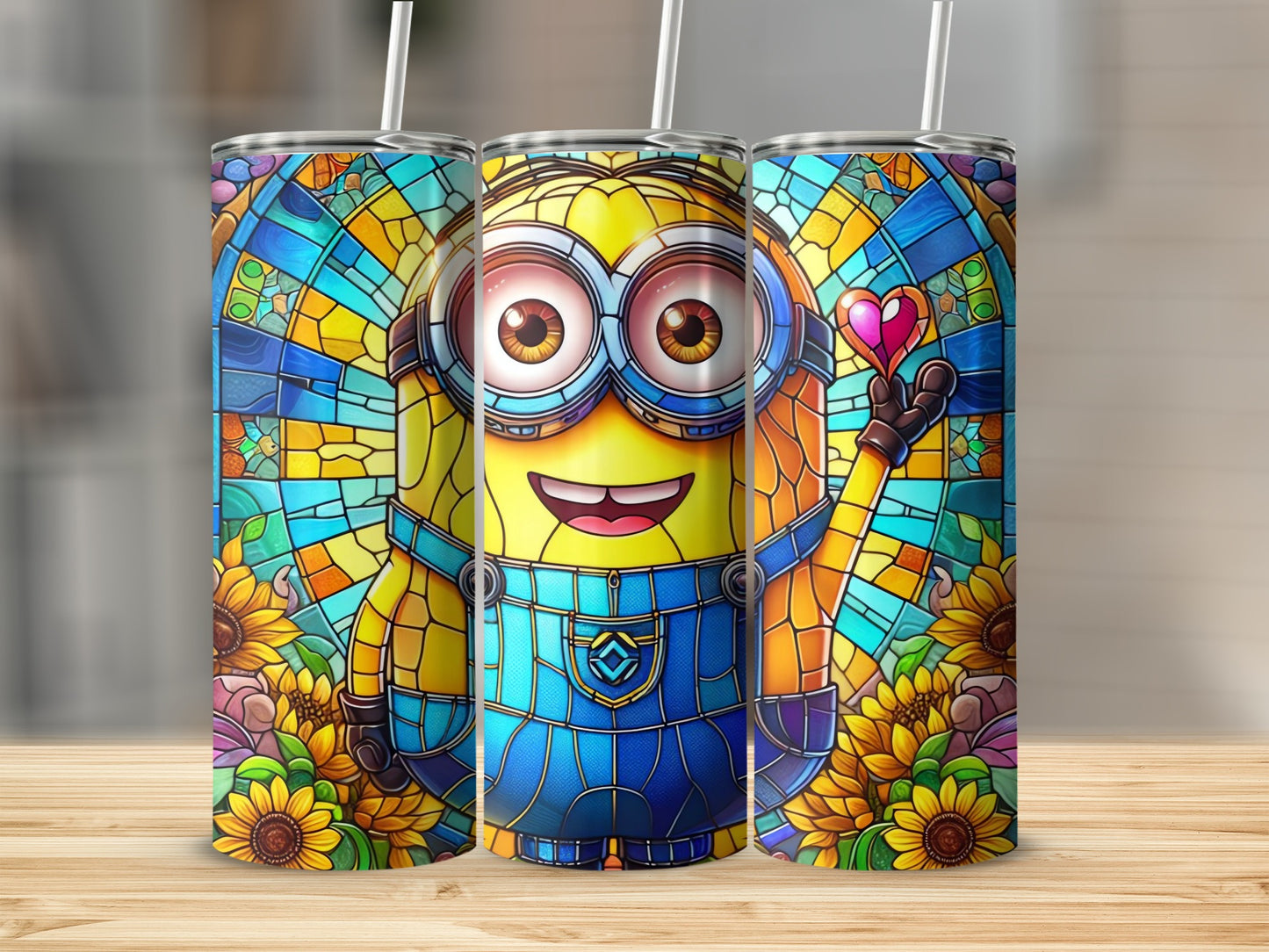Colorful Cartoon Character with Heart Tumbler
